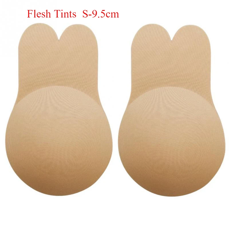 Flesh Tints 9.5cm Женский бюстгальтер с лепестками груди, милый бюстгальтер «кролик», на сосках, пуш-ап, невидимый бюстгальтер, топ, многоразовый, на клейкой основе, бюстгальтер, нижнее белье - Цвет: Flesh Tints 9.5cm