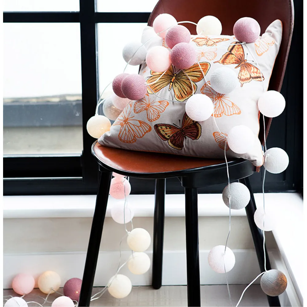 ZPAA светодиодный светильник гирлянда с хлопковыми шариками 220 В/110 В сказочный