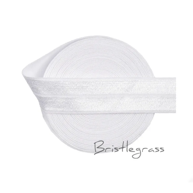 BRISTLEGRASS 5 Yard 3/4&quot 20mm Antique White FOE Fold Over Elastic Spandex Satin Band Kids Hairband Headband Lace Trim DIY Sewing |