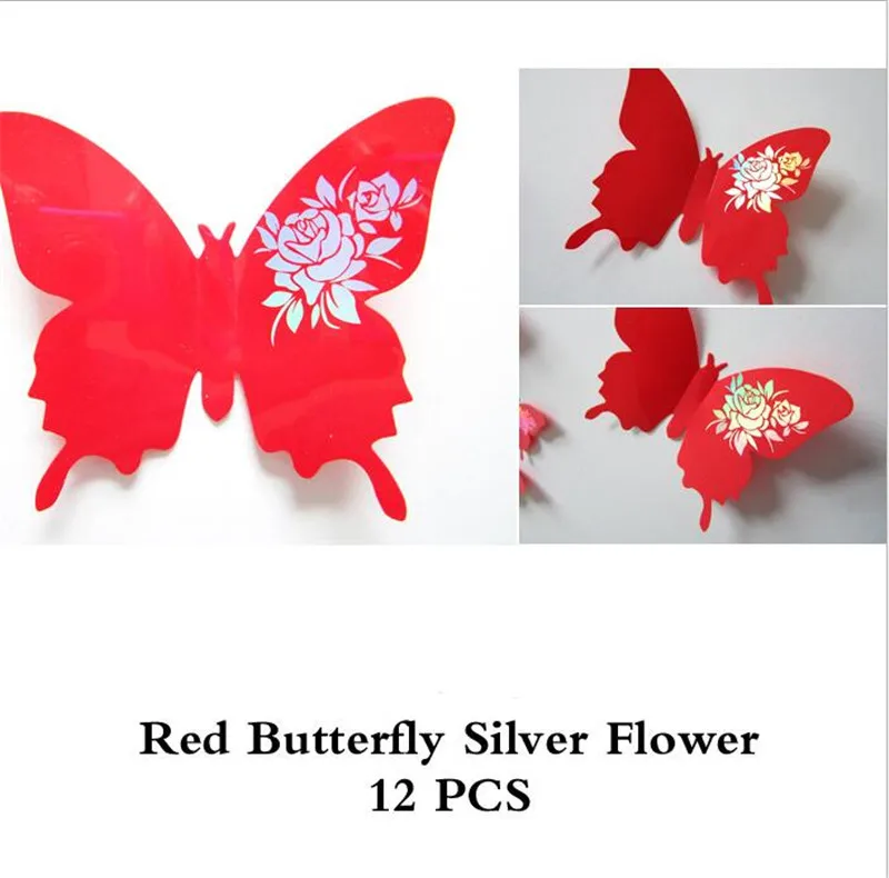 Настенные наклейки бабочки 3D Красочные Зеркальные Художественный Декор для