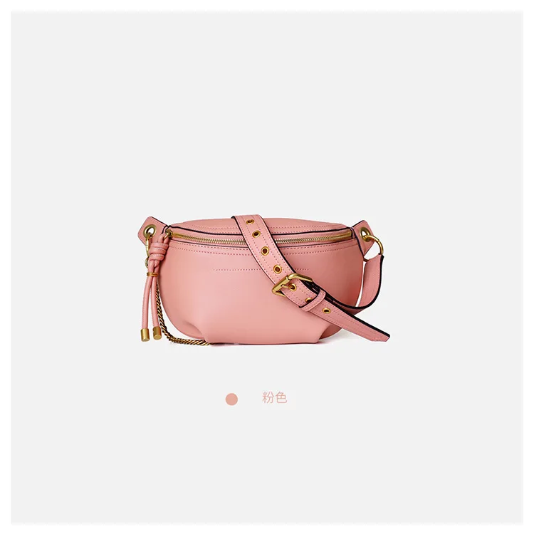 pink Женские сумки из коровьей кожи с карманами, модные женские нагрудные сумки, Сумка с цепочкой, новая сумка на плечо для девушек - Цвет: pink
