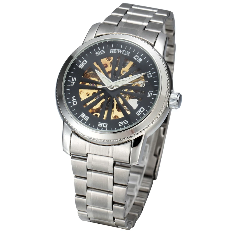 Sewor классический колеса циферблат часов из нержавеющей стали наручные часы