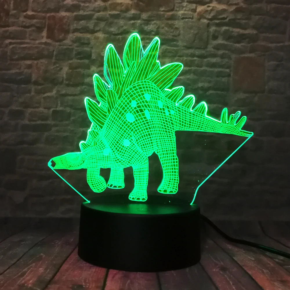 Креативная забавная 3D визуальная светодиодная Ночная лампа в форме динозавра