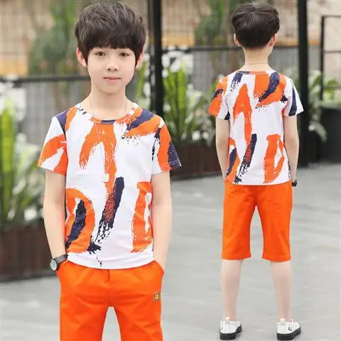 2019 Summer Boys Clothes Sport Suit Set Fashion Casual Short Sleeve O-neck Children's Clothing 2 Pieces T-Shirt + Pants |