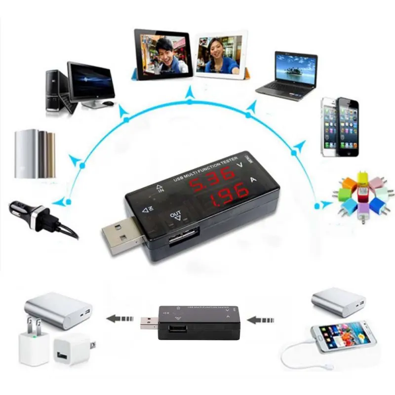 60x28 мм USB тестер мультифункция USB напряжение тока зарядное устройство детектор батарея тестер Вольтметр Амперметр