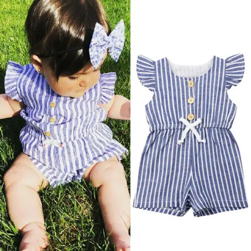 Pudcoco милый комбинезон в полоску для маленьких девочек Летний голубой 2019 | Мать и