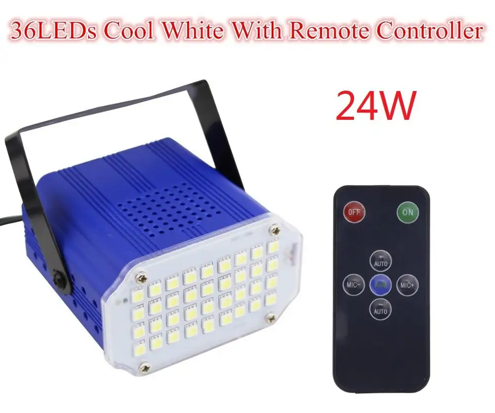 36LEDs Cool With Rem 32 Вт Звуковое управление лазерными огнями 36 48 светодиодов стробоскопический DJ стробоскоп Ligh музыкальное шоу сценическое освещение с пультом дистанционного управления - Цвет: 36LEDs Cool With Rem