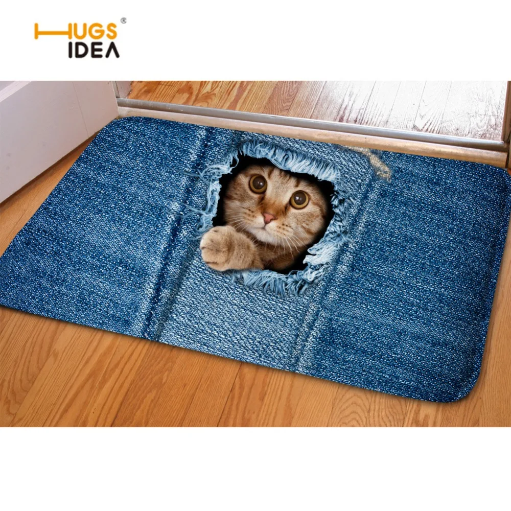 HUGSIDEA теплый домашний ковер с джинсовым дизайном для гостиной ванной комнаты 3D