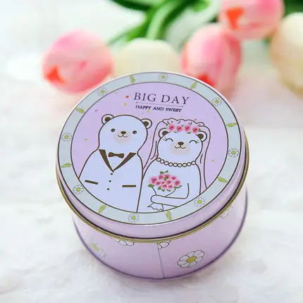 Bear Couple Middle 6 шт./лот Мини жестяная коробка для конфет для хранения коробки для печенья металлическая коробка подарка банки круглой Еда контейнер серьги в виде монет коробка вечерние пользу чехол - Цвет: Bear Couple Middle