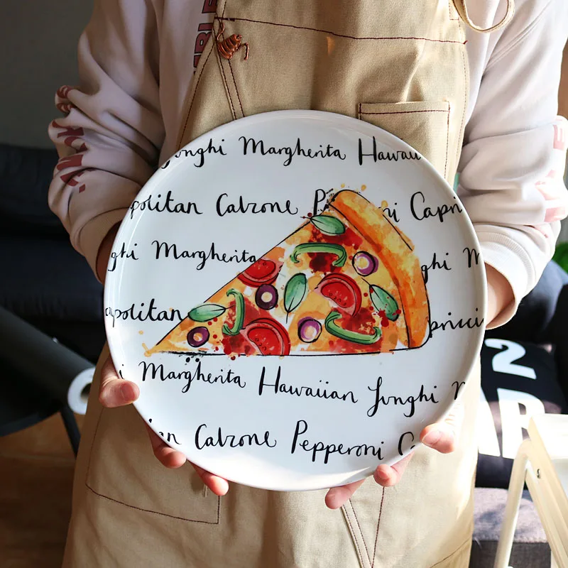 12 дюймовый обеденная тарелка керамическая Цвет/воды Цвет эффект рисунком пицца