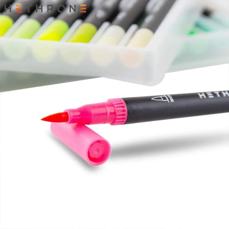 Hethrone 100 цветная ручка FineLiner, ручка для рисования, акварельные товары для рукоделия, фломастеры, двойные кончики, кисть, граффити, наборы, подарок