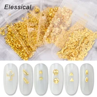 elessical 200500 pcs gold nail art decorations studs for nail design charms manicure accesorios nails shell rivet supplies 3d