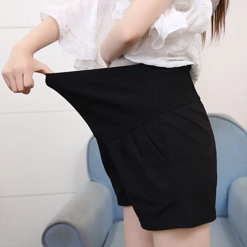 Хлопковые льняные шорты для беременных женщин летние штаны с высокой талией