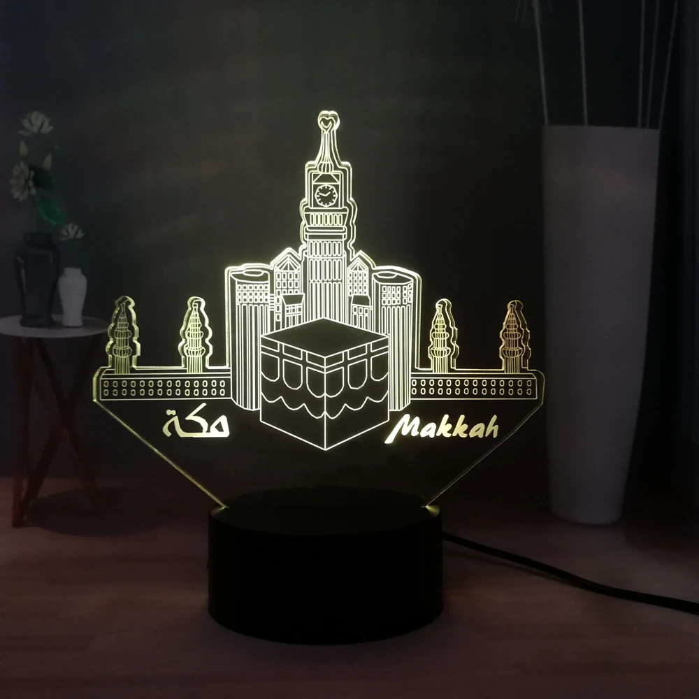 Креативный светодиодный ночник Makkah RGB USB переключатель разноцветный 3D иллюзия Лампа детский прикроватный ночник настольная лампа подарок на день рождения