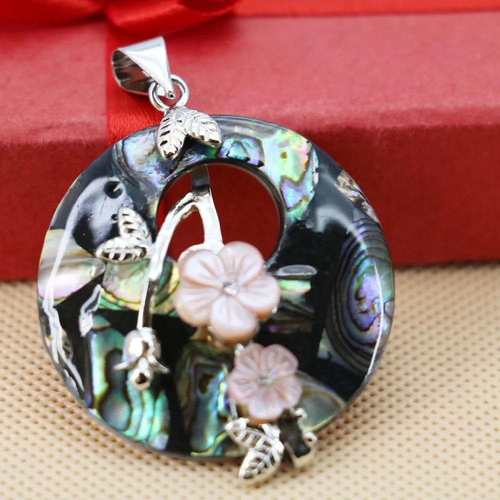 40mm Hot sale Natural Abalone seashells sea shells pendants Embroider flower beads Accessories paua jewelry making design diy