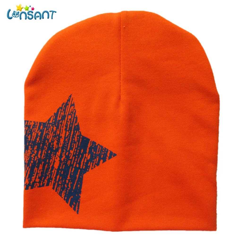 LONSANT New Hot Baby Girl Autumn Newborn Print Star Beanie For Boys Girls Cotton Knit Hat Children Winter Hats | Детская одежда и
