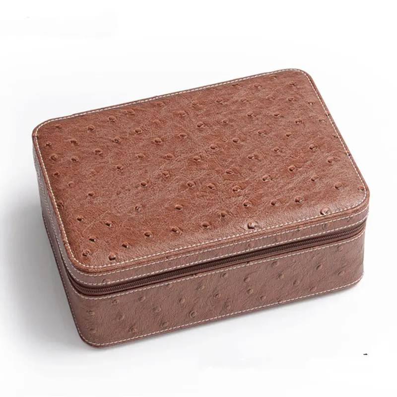 New 8 Slots Leather Watch Box With Zipper Ostrich Skin Watch Collection Box Quality Box Watch Organizer enlarge
