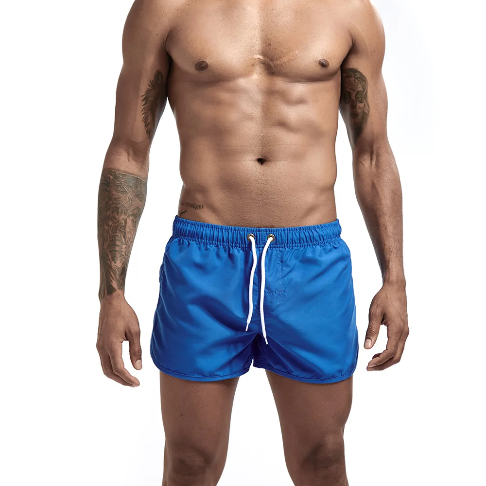 blue Однотонная одежда для плавания, мужские плавки, мужские плавки, Maillot De Bain Homme, купальный костюм, бермуды, пляжная одежда для серфинга, мужские пляжные шорты - Цвет: blue