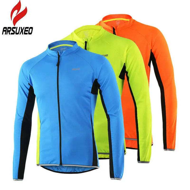 ARSUXEO Cycling Jersey Long Sleeve Sportswear Breathable Quick Dry Sun Protection Mountain Bike Bicycle Clothing Shirts Wear