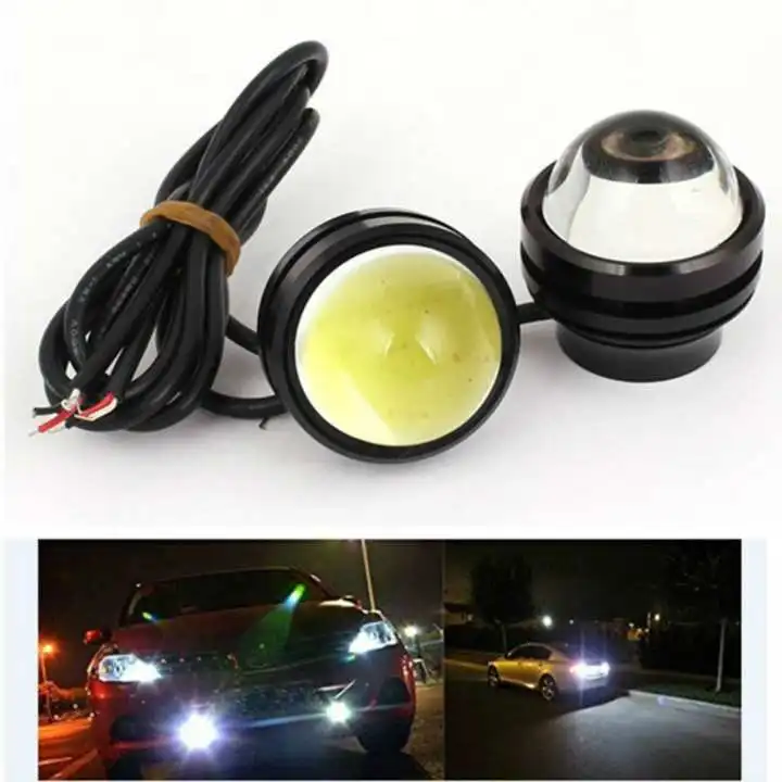 

2pcs Universal Car Led Lens Fog Light Eye Refit Fish Fog Lamp Hawk Eagle Eye + Daytime Running Lights 12V Automobile