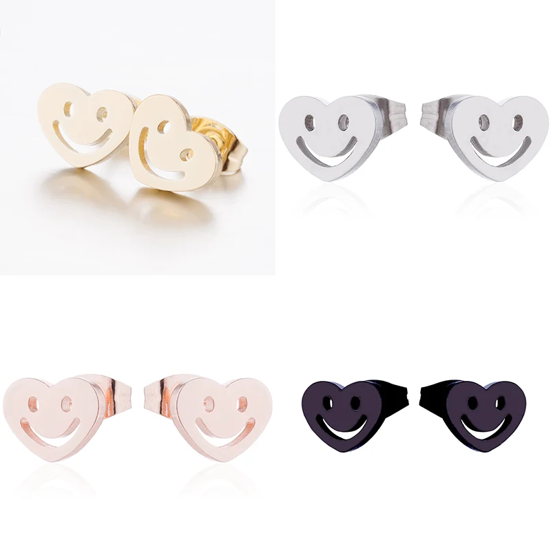 Small Earrings Yiustar New Arrival Romantic Earings for Girls Kids 304 Stainless Steel Stud Earrings Cute Tiny Love Earrings Jewelry Kids Gifts - Окраска металла: Small Earrings