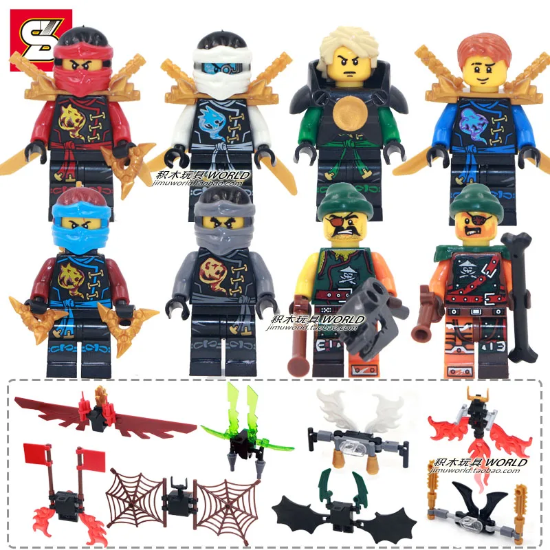 8 шт. Фантом Skybound Летающий ниндзя Bonezai Zane фигурки Kai jay Cole Snake Lloyd minifig строительные