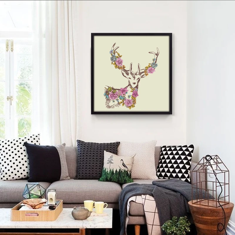 Cartoon version of the deer Silhouette Deer Family Canvas Decorative Painting Poster Wall Picture Decor Home decor no frame | Дом и сад