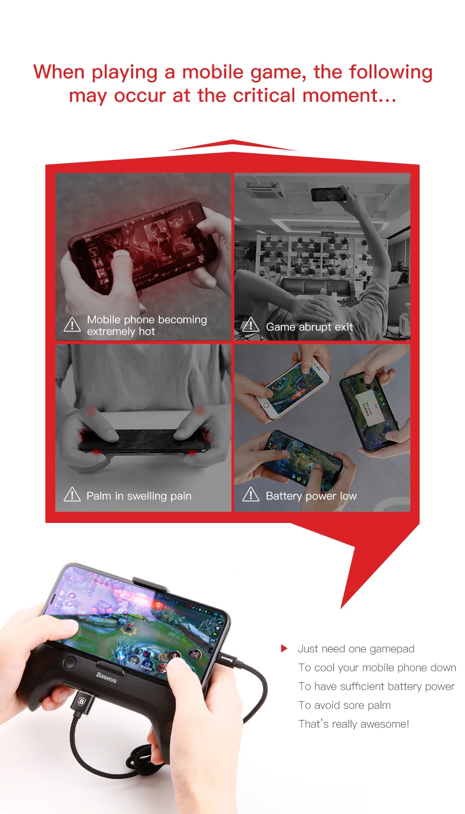 Baseus мобильный телефон кулер для iPhone Xs Max X samsung S10 S9 huawei P30 Pro геймпад игровой держатель подставка охлаждающий контроллер
