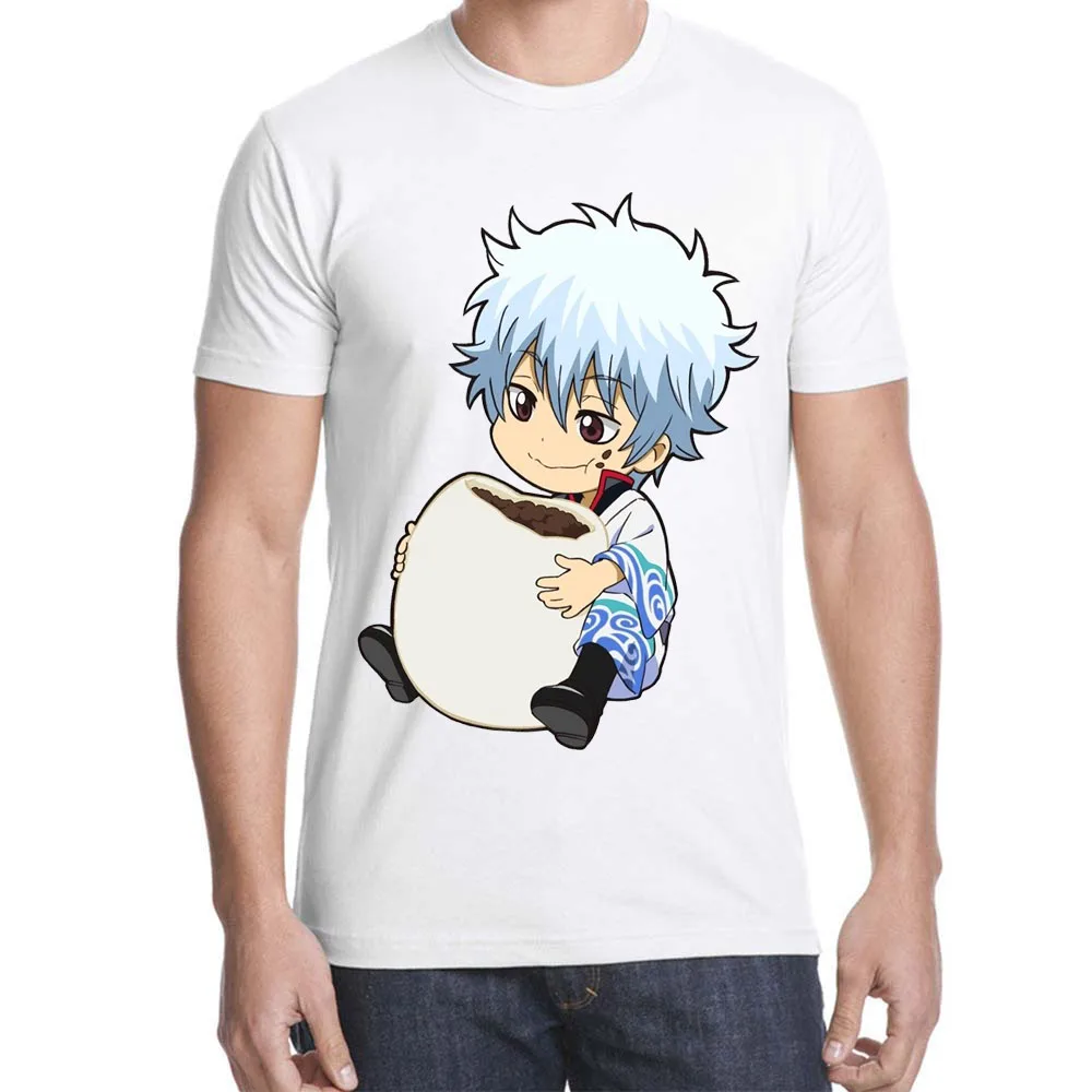Topjini плюс Размеры Harajuku футболка Gintama Футболка с принтом Для мужчин короткий рукав