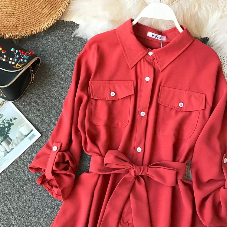 ALPHALMODA, Осенний женский однобортный комбинезон с длинными рукавами, откидной карман, высокая талия, пояс, Женский Повседневный однотонный комбинезон
