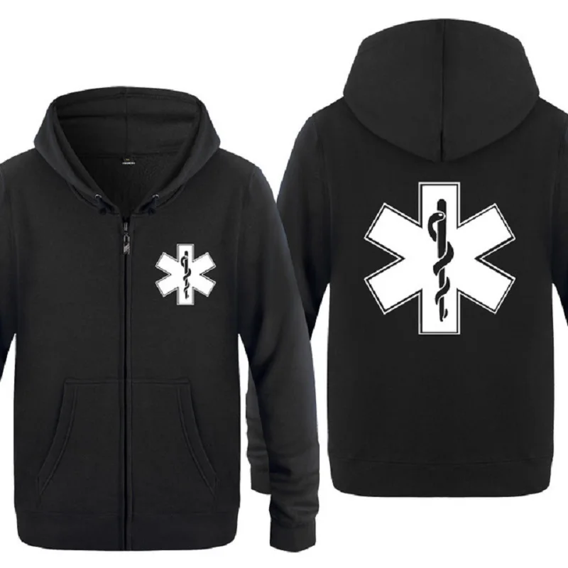 Black hoodie 2 Мужские толстовки на молнии EMT с принтом скорой помощи, мужская толстовка с капюшоном, брендовая флисовая мужская куртка с длинным рукавом, толстовка Moletom Sudaderas - Цвет: Black hoodie 2