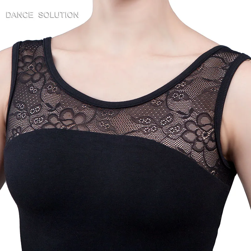 Black Cotton Lace Ballet Leotard Adult &amp Female Dance Dancewear Sleeveless-Open Back Dancing Clothes 01D0058 | Тематическая