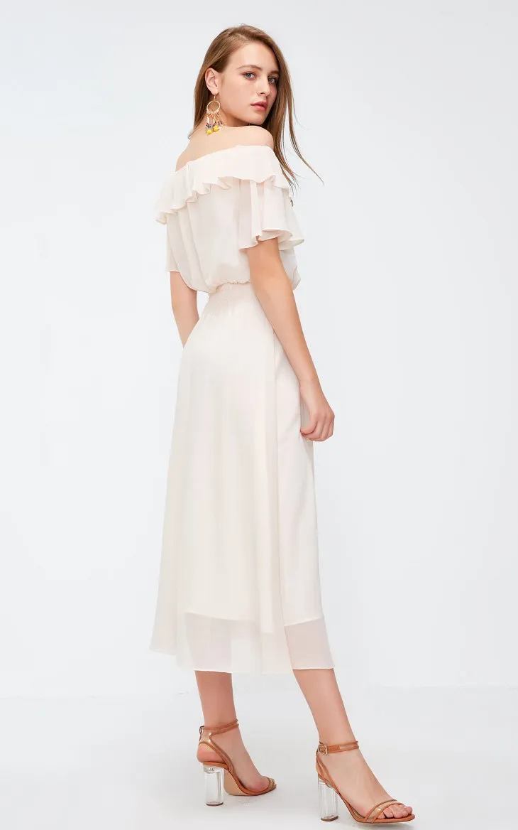 Платье с оборками и открытыми плечами и высокой посадкой Vero Moda | 31837B509