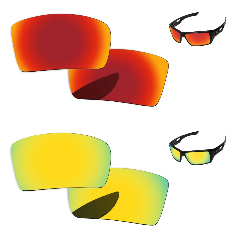 

24K золотистые и огненные красные 2 пары поляризованных сменных линз для очков 1 и 2 солнцезащитные очки оправа 100% защита от UVA и UVB