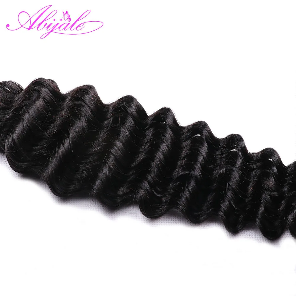 Abijale бразильские волосы пучок s с закрытием глубокая волна человеческих волос