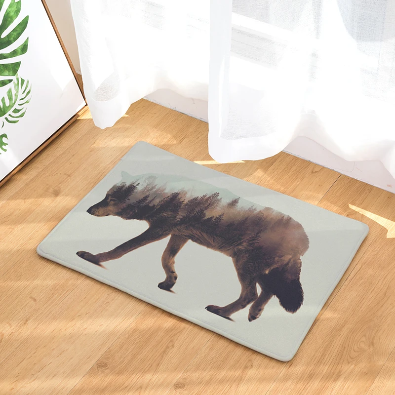 7 видов противоскользящие напольные коврики с изображением животных волков леса
