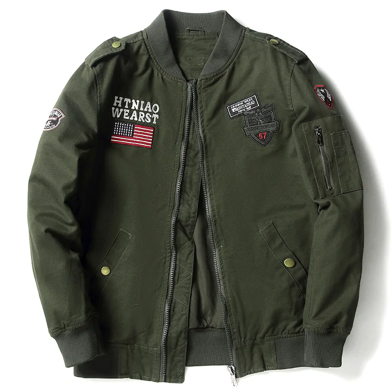 Army Green Refire gear Военный стиль воздушно-десантная куртка пилота Мужская тактическая летная армейская куртка Осенняя флаг США ВВС мотоциклетная хлопковая куртка - Цвет: Army Green