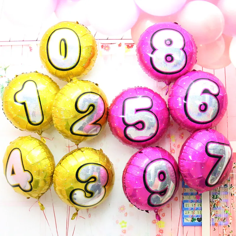 50 шт в наборе, 18 дюймов круглый Globos лазерный цифровой Фольга детские надувные шарики на день рождения баллоны с гелием фестиваль свадебный Декор/воздушные шары надувные игрушки