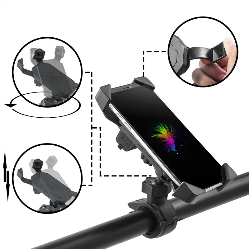 

12 - 24V DC 5V 2.1A USB ABS Telescopic-type Round Terminal Bracket Motorcycles Charger for 3.5 - 7 Inches Mobile Phone hot