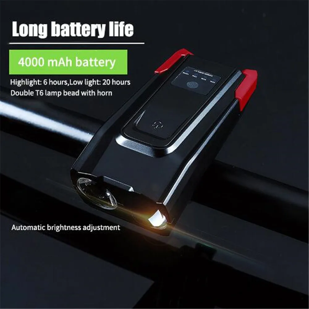 Red 4000 мАч Индукционная Передняя велосипедная фара комплект USB перезаряжаемая фара+ Рог 800 люмен умная светодиодная велосипедная лампа велосипедный фонарик - Цвет: Red