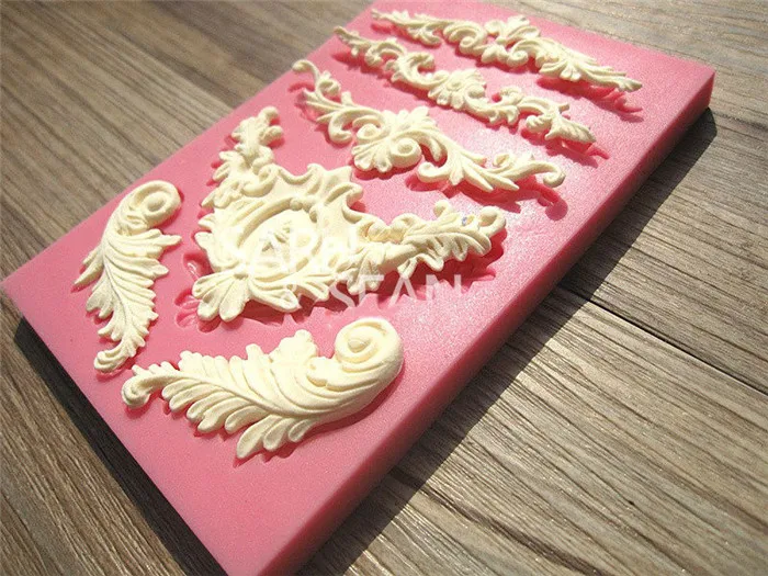 Силиконовая форма в виде цветов лозы симметричной формы помадная паста сделай