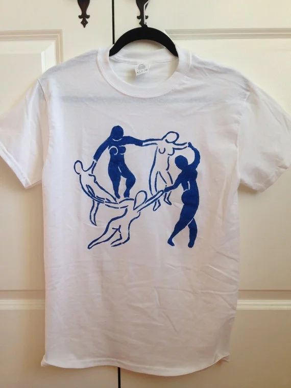 hahayule Matisse The Dance Painting VintageT-Shirt Unisex Tumblr Grunge Aesthetic Graphic Tee Cute Funny Shirt White | Женская одежда
