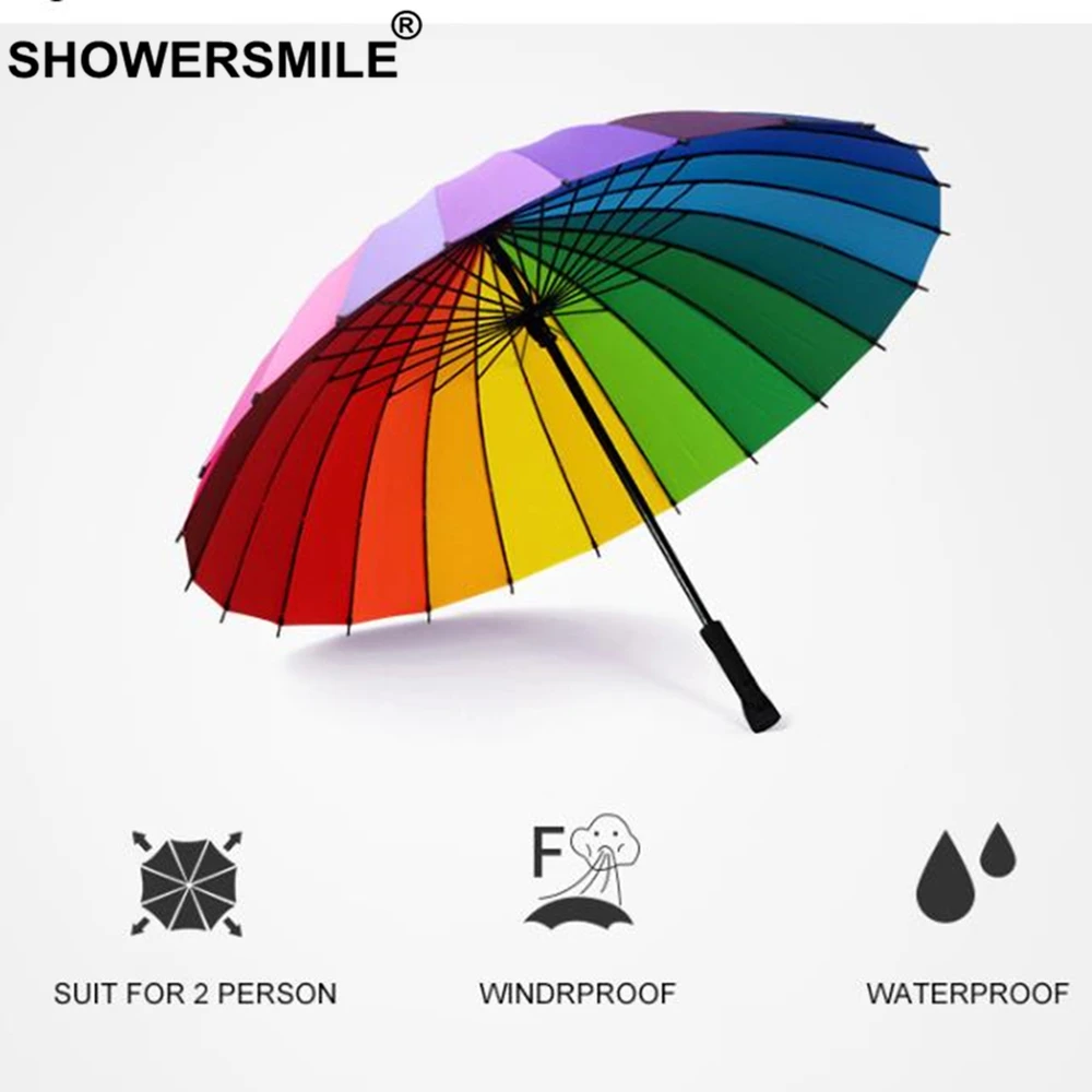 SHOWERSMILE зонтик от дождя дождь женский красочный 24 к ветрозащитная длинная ручка