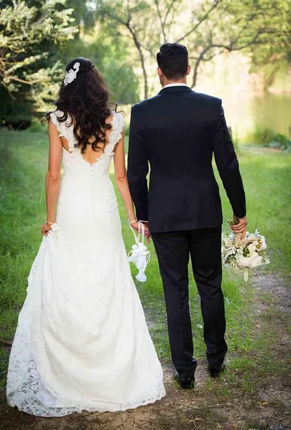 2016 Romantic Sweetheart Empire Waist Open Back Lace Wedding Dress With Cap Sleeve Bridal | Свадьбы и торжества