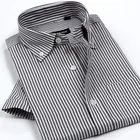 Мужская классическая рубашка, из ткани Оксфорд, в клеткув полоску, с коротким рукавом