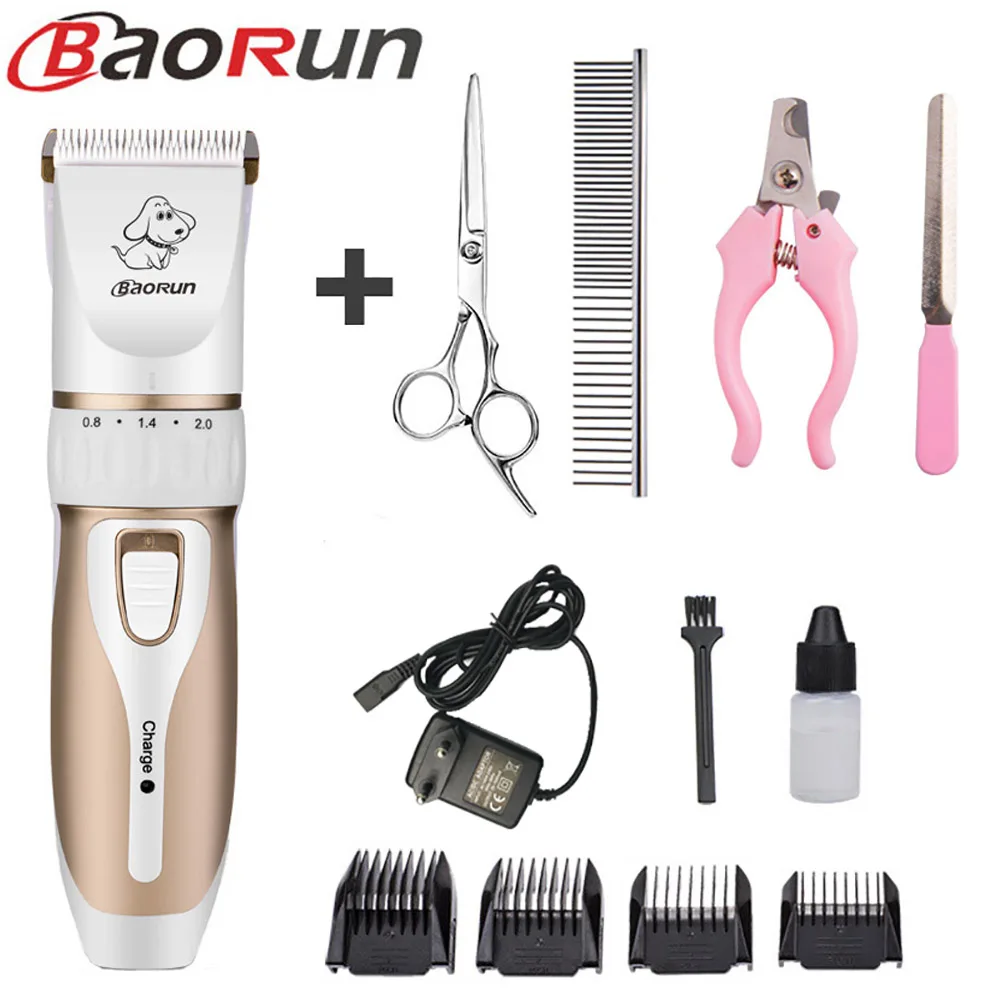 White And Kit A Baorun триммер для груминга собак набор профессиональных домашних животных кусачки для кошек йоркширская стрижка машина прямые филировочные ножницы для животных P2 - Габаритные размеры: White And Kit A