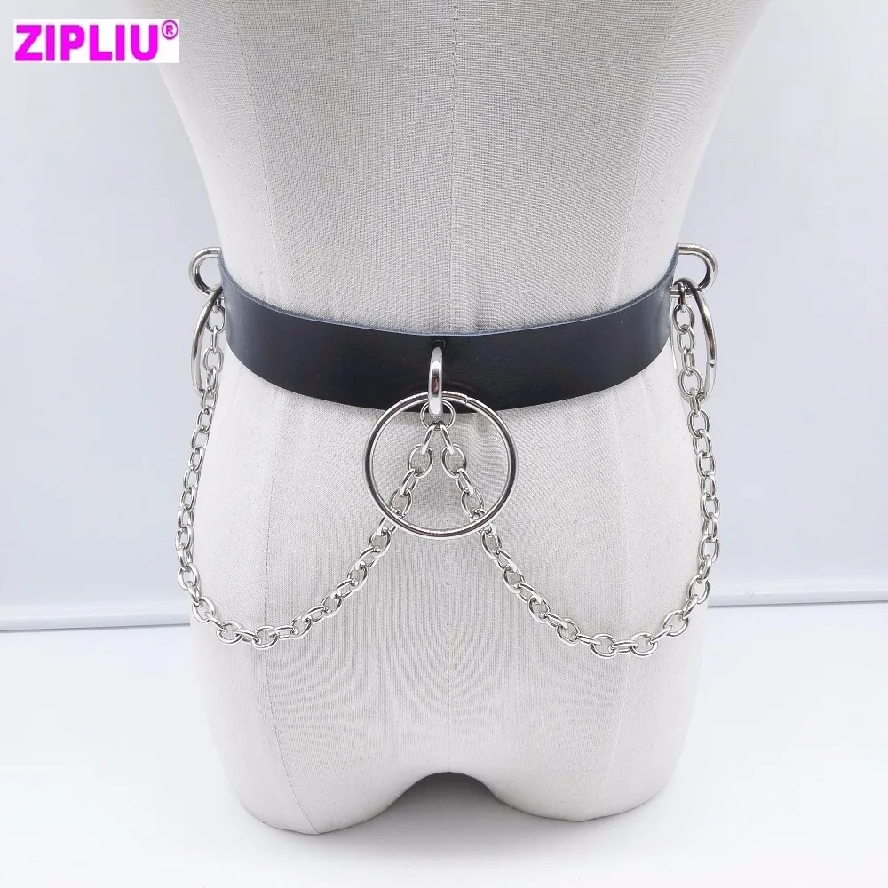 Для женщин пикантные кожаные пояс ручной Стад Панк связывание гот серебристого