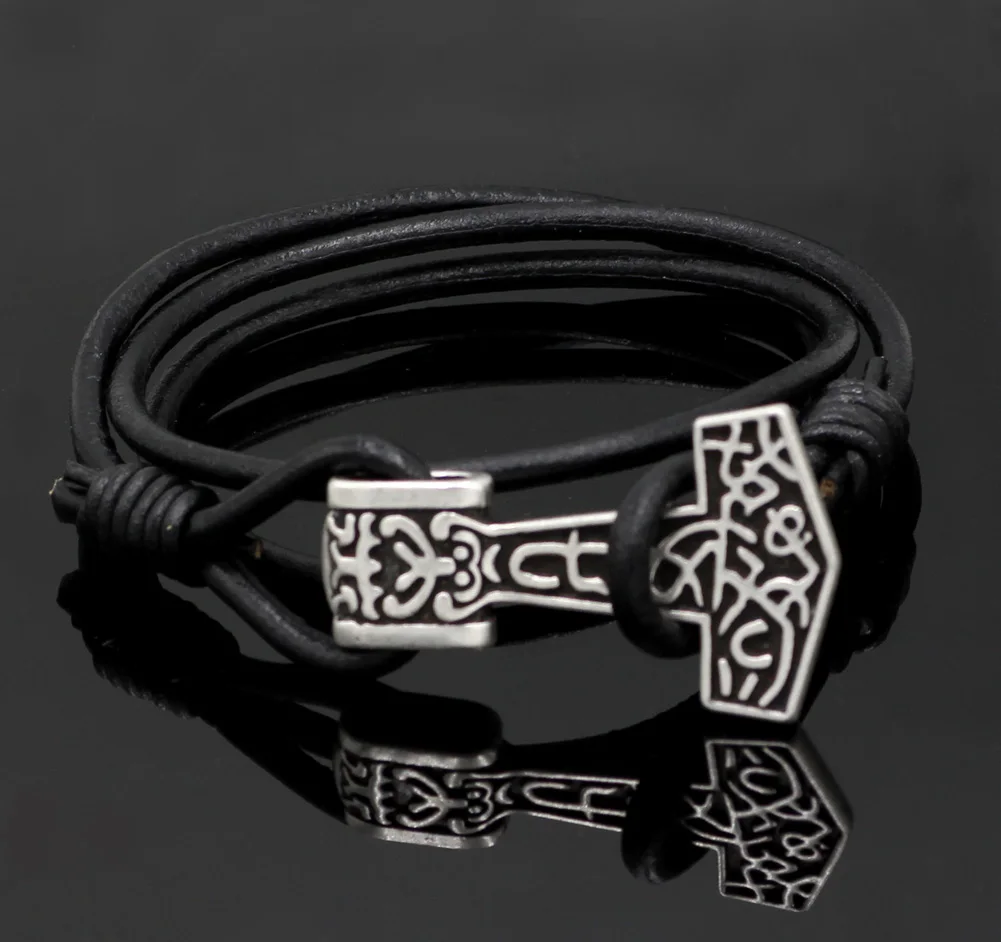 Youe shone мужской браслет из натуральной кожи сплава Тора молот викинга Mjolnir