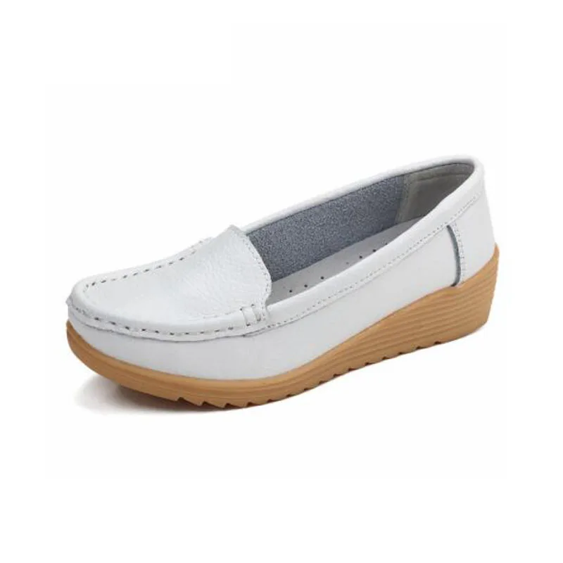 Новинка 2018 года нескользящая обувь кожаная женская удобная на плоской подошве