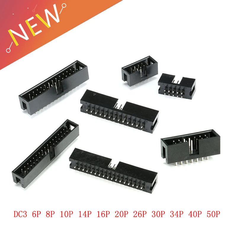 

10PCS 2.54mm Socket Header Connector ISP Male Double-spaced Straight IDC JTAG DC3 6P 8P 10P 14P 16P 20P 26P 30P 34P 40P 50P
